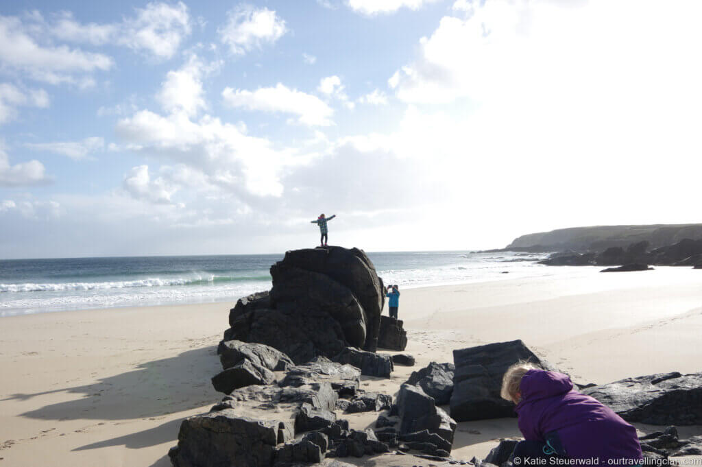 Playing in the Sun at Port Of Ness Beach, Isle of Lewis, Outer Hebrides, Scotland