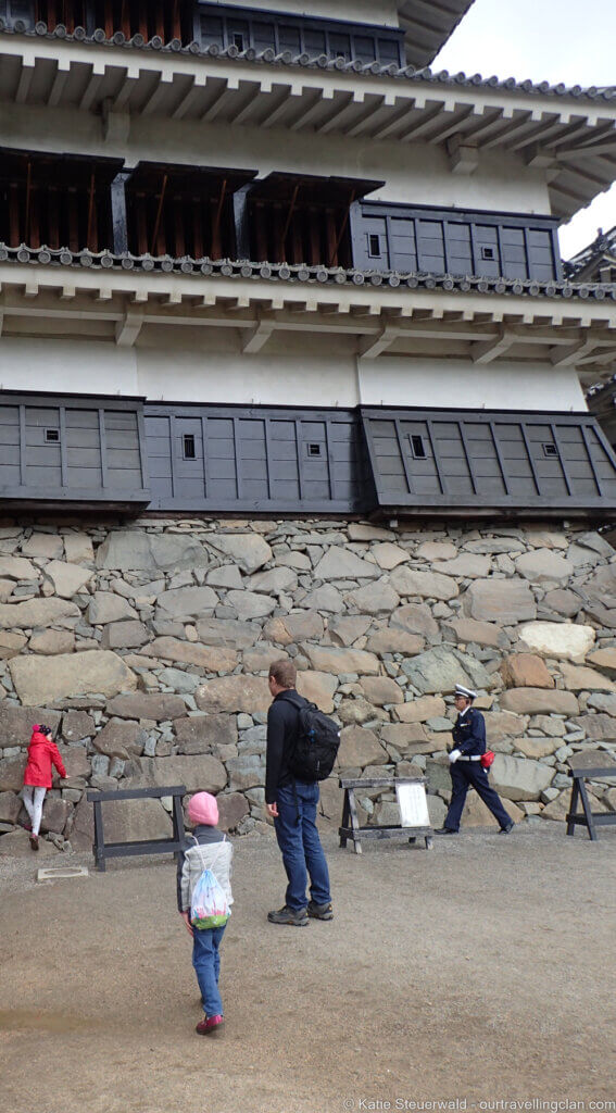 Climbing Matsumoto castle wall